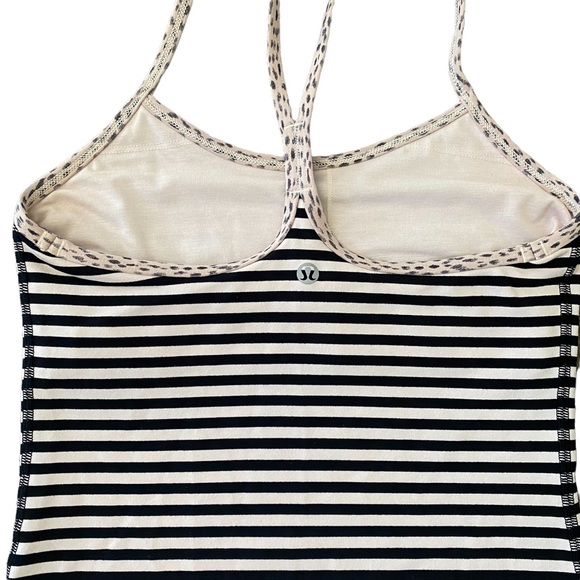 Lululemon Light Pink & Black Striped Racerback Tank Top w/ Built in Bra 4 - Picture 10 of 15